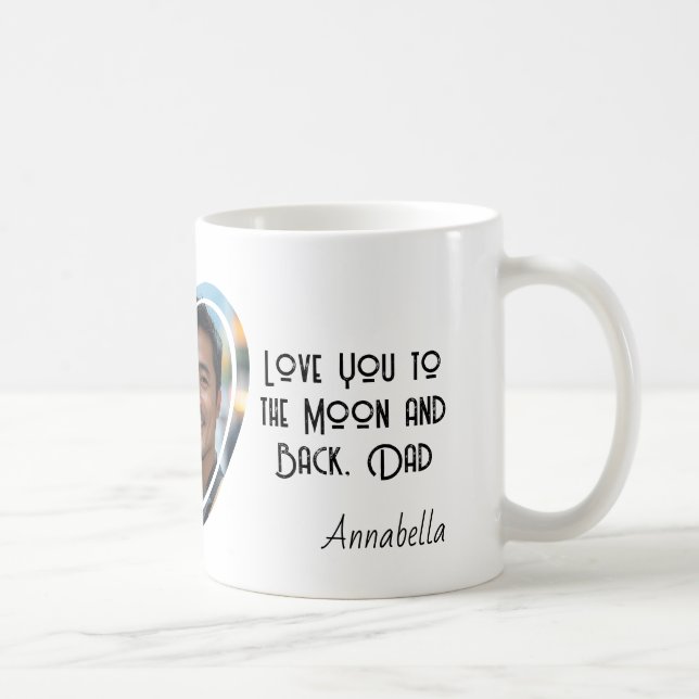 Mug Aimez-vous à la lune et retour Photo personnalisée (Droite)