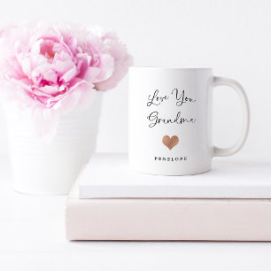 Mug Aimez-vous grand-mère Script manuscrit et coeur