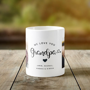Mug Aimez-vous GRANDPA Coeurs Personnalisé Deux photos