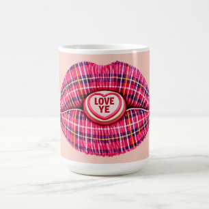 Mug Aimez-vous le baiser aux lèvres de tartan écossais