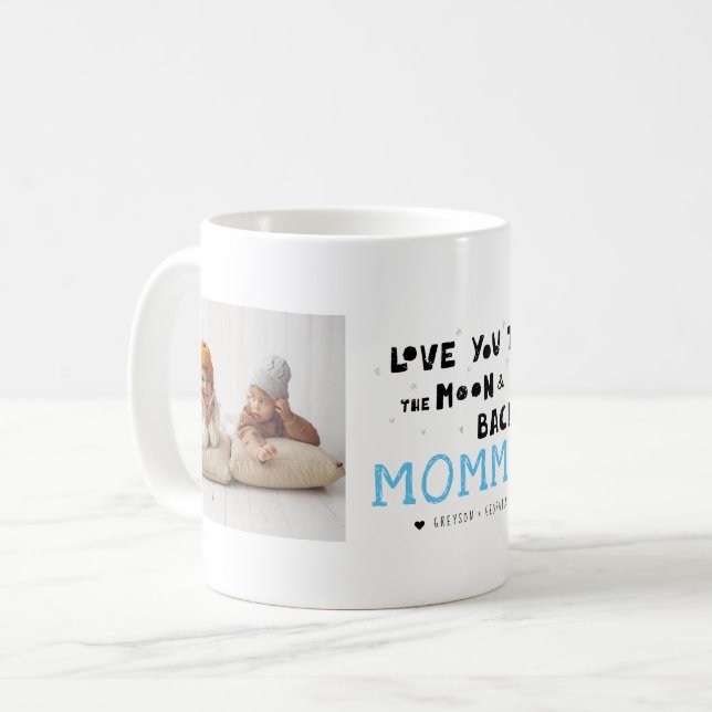 Mug Aimez-vous maman | Collage photo à deux mains (Devant gauche)