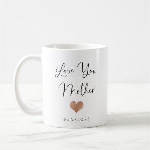 Mug Aimez-vous mère Script manuscrit et coeur