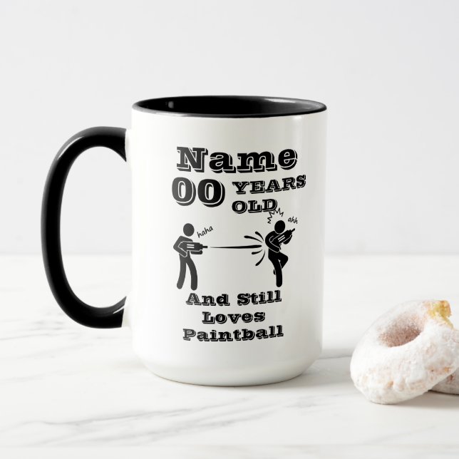 Mug Ajouter l'âge de nom Personnaliser l'anniversaire  (Avec donut)
