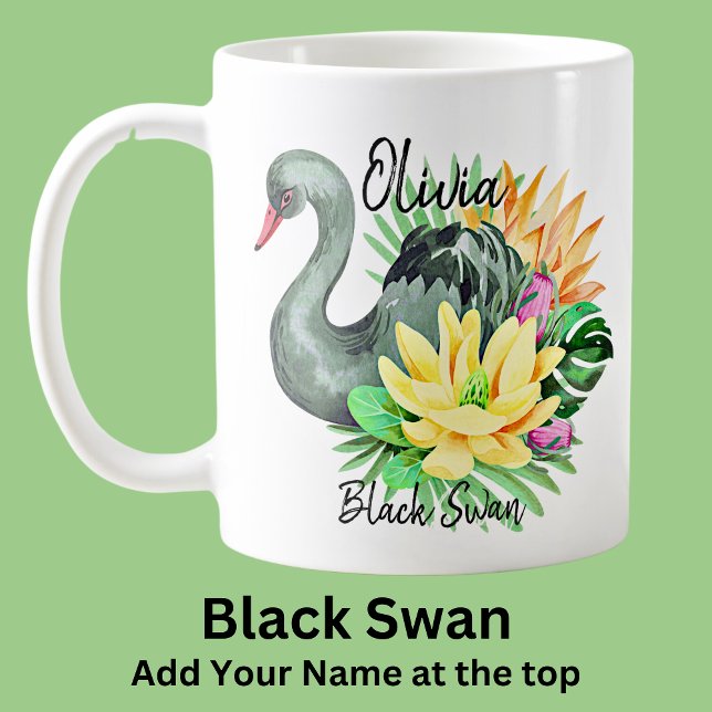 Mug Ajouter le nom Black Swan Australian Animal Bird (Créateur téléchargé)