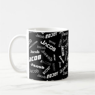 Mug Ajouter n'importe quel nom ou mot Noir & Blanc