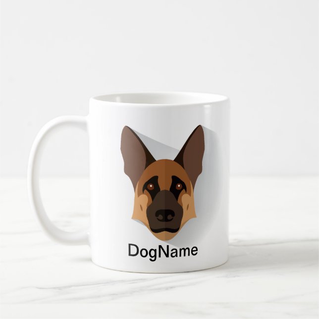 Mug Ajouter Nom du chien, berger allemand GSD (Gauche)