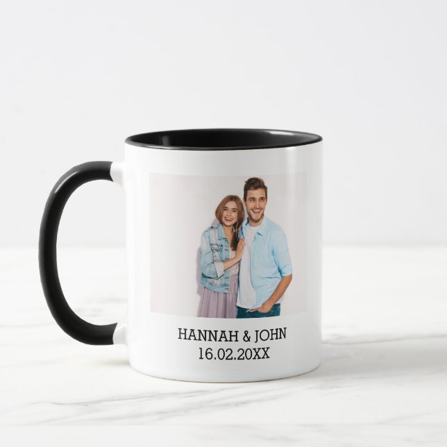 Mug Ajouter un café personnalisé unique photo/texte Cu (Gauche)