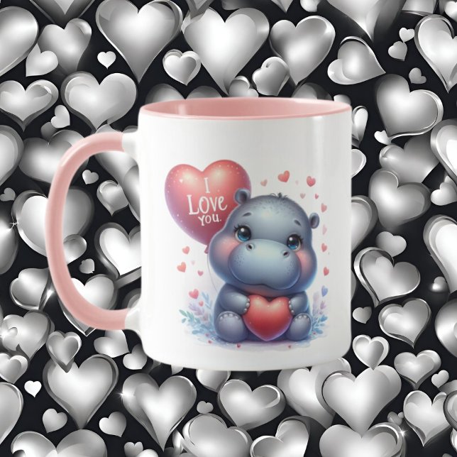 Mug Ajouter un message d'hippo mignon (Créateur téléchargé)