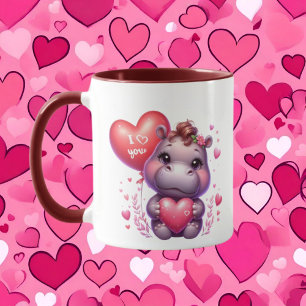 Mug Ajouter un message d'hippo mignon