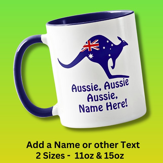 Mug Ajouter un nom, Aussie Aussie Aussie Aussie, drape (Créateur téléchargé)