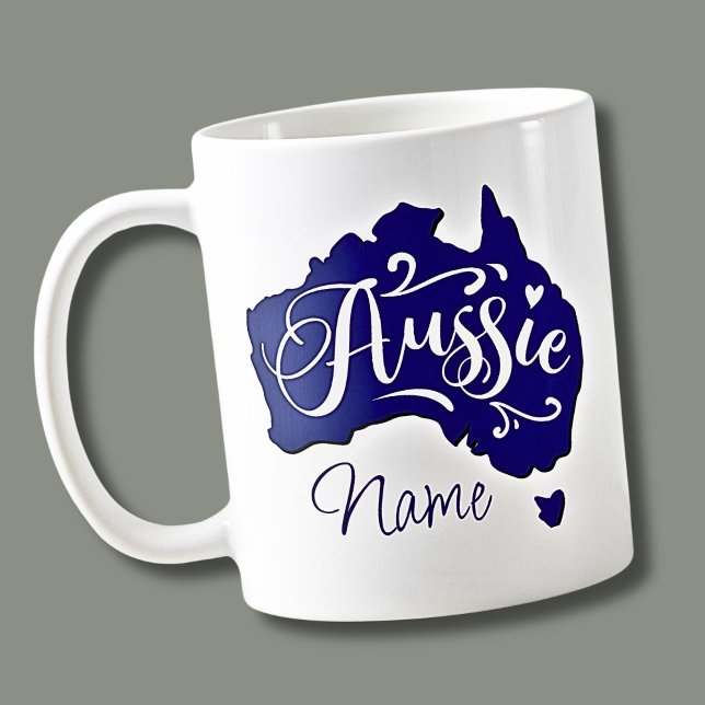 Mug Ajouter un nom - Aussie sur la carte Australie (Créateur téléchargé)