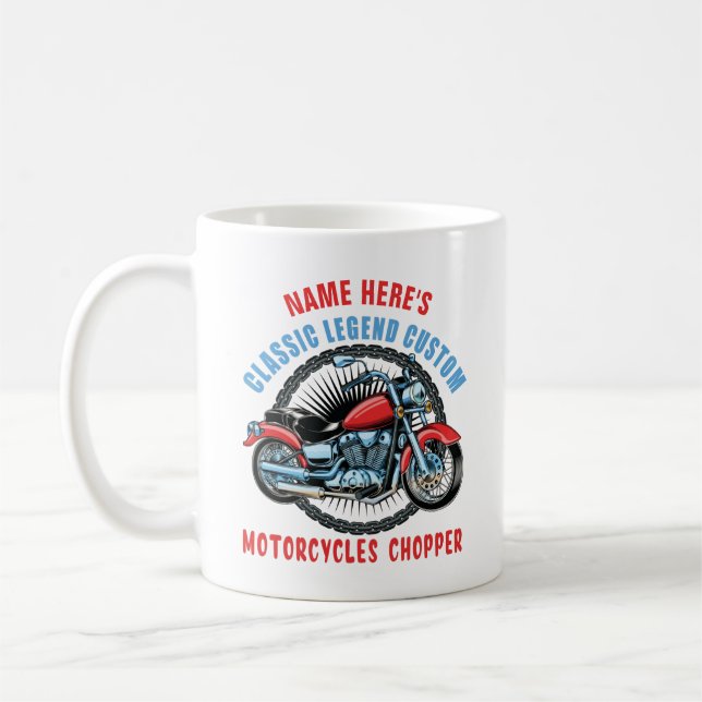Mug Ajouter un nom Classic Custom Red Motorcycle Chopp (Gauche)