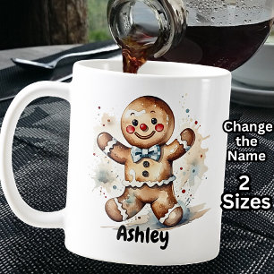Mug Ajouter un nom, Homme en pain d'épices pour Noël