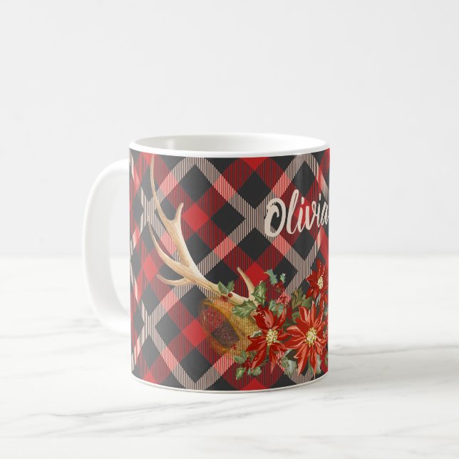 Mug Ajouter un nom - Oh Deer Woodland Antlers (Devant gauche)