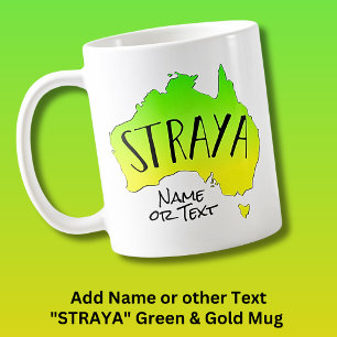 Mug Ajouter un nom ou un texte Green & Gold STRAYA Map