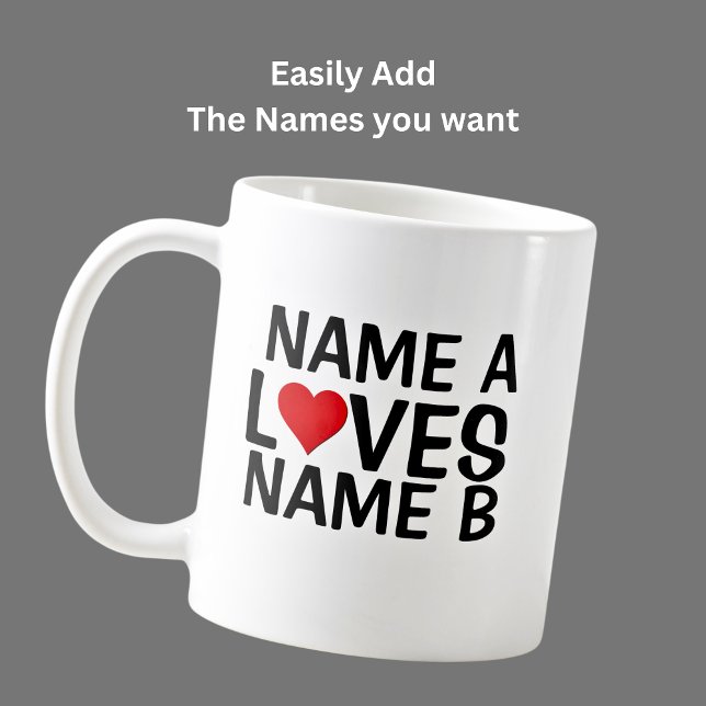 Mug Ajouter vos noms - Nom Aime Nom du coeur (Créateur téléchargé)