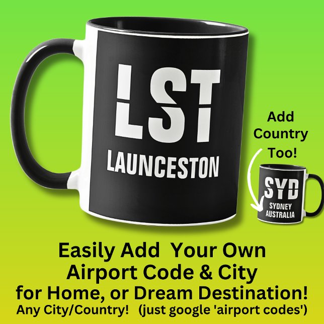Mug Ajouter votre code & ville - Code aéroport LST LAN (Créateur téléchargé)