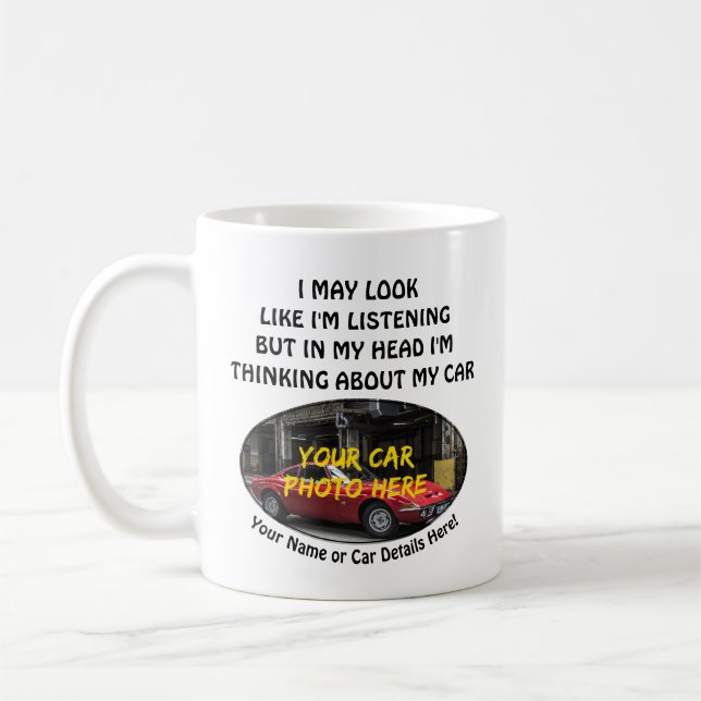 Mug Ajouter votre nom de photo voiture, texte, je rega (Gauche)