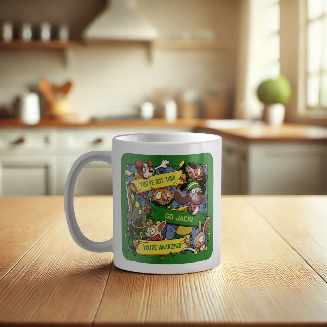 Mug Ajouter Votre Nom Motivational Animal Fans Cartoon (Créateur téléchargé)