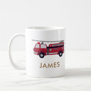Mug Ajouter votre nom Red Fire truck Personnalisé