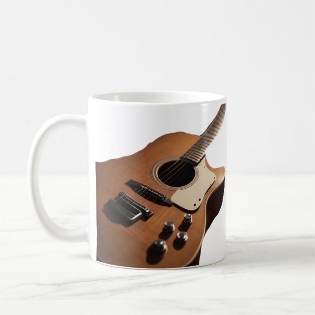 Mug Ajouter votre nom texte brun acoustique guitare éd (Gauche)