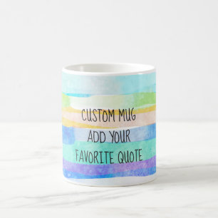 Mug ajouter votre propre devis bandes d'aquarelle pers