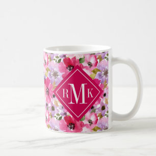 Mug Ajoutez votre aquarelle d'été du monogramme  