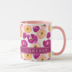 Mug Ajoutez votre motif botanique d'aquarelle nommée