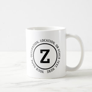 Mug Ajoutez votre nom initial & autres détails texte X