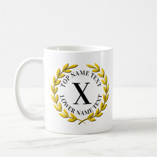 Mug Ajoutez votre nom initial ou texte Couronne d'or X