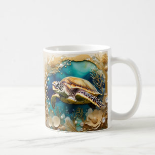 Mug Ajoutez votre nom Tortues 3D sous l'océan