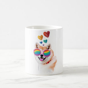 Mug Akita Chien avec la Saint-Valentin des coeurs