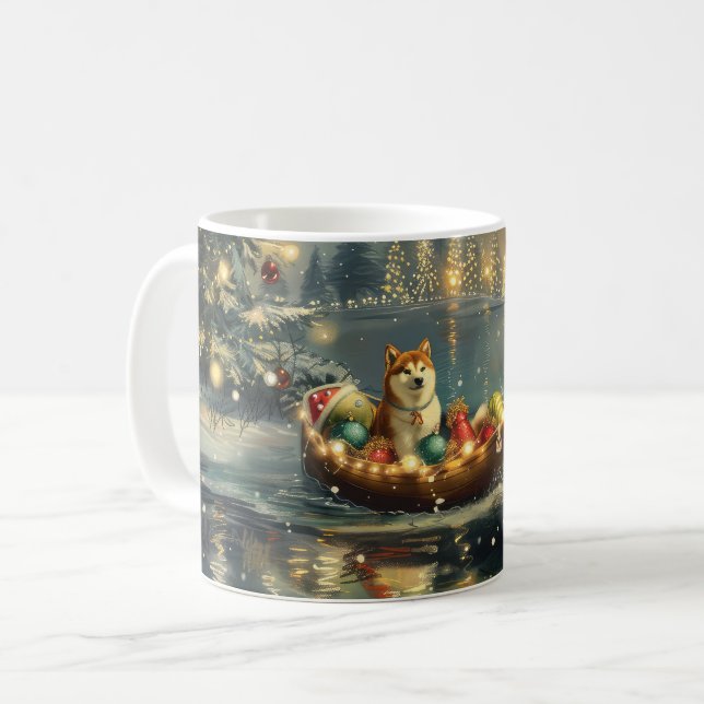 Mug Akita Christmas Festive Voyage (Devant gauche)
