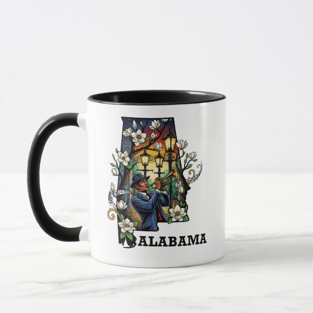 Mug Alabama State Tattoo Style - Jazz & Magnolia (Gauche)