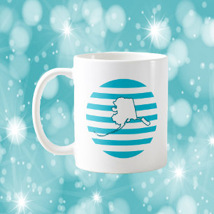 Mug Alaska State Outline Retro Circle bleu