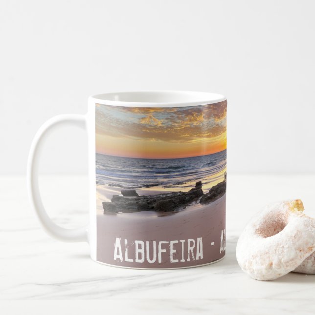 Mug Albufeira - Portugal. Vacances d'été en Algarve (Avec donut)