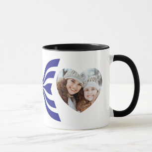 Mug Album photo à monogramme lettre X ligne bleue cœur
