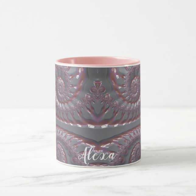 Mug ALEXA ~ GLOSSY 3D Zany Rose Silver ~ (Centre)