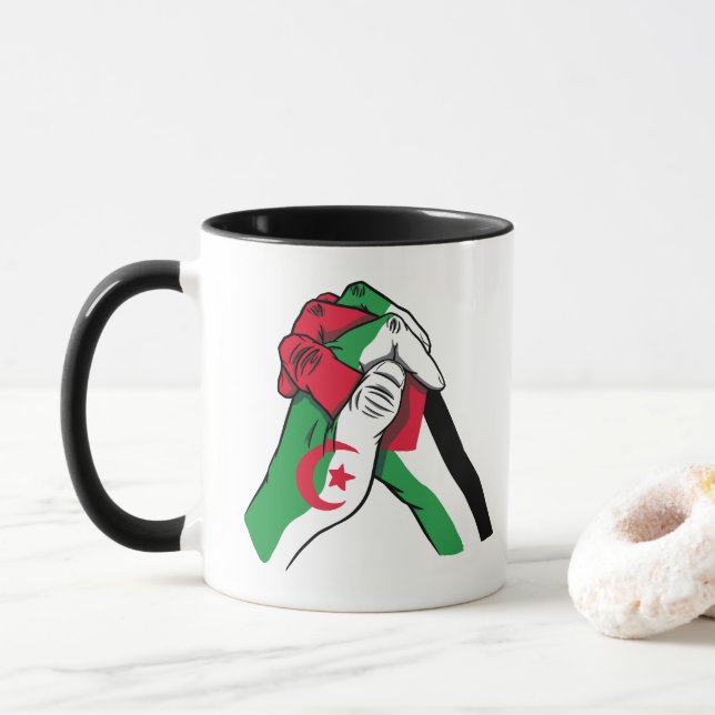 MUG ALGÉRIE ET PALESTINE MAINS (Avec donut)