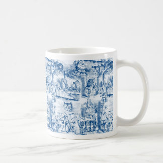 Mug Alice dans des labeurs bleus et blancs du pays des