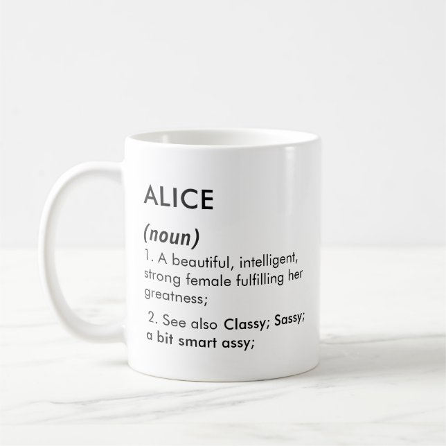 Mug Alice name, Editable name, Custom name (Gauche)