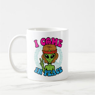 Mug Alien Hippie Je Viens En Paix Trippy Peace Sign