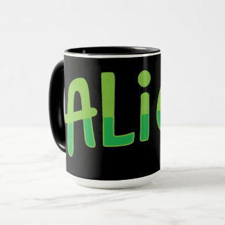Mug Alien Mignon Espacien Jouant Typographie Verte