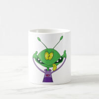 Alien vert drôle faisant une grimace idiote
