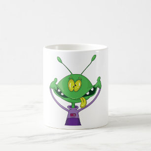 Mug Alien vert drôle faisant une grimace idiote