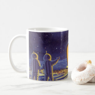 Mug Aliens de la science-fiction vintage sur la lune d
