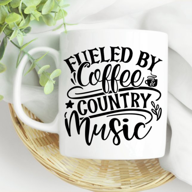 Mug Alimenté par Coffee Country Music Fun Cute (Créateur téléchargé)