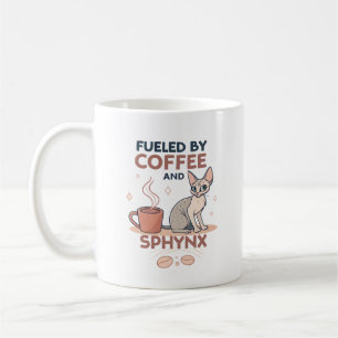 Mug Alimenté par le café et l'art du chat Sphynx