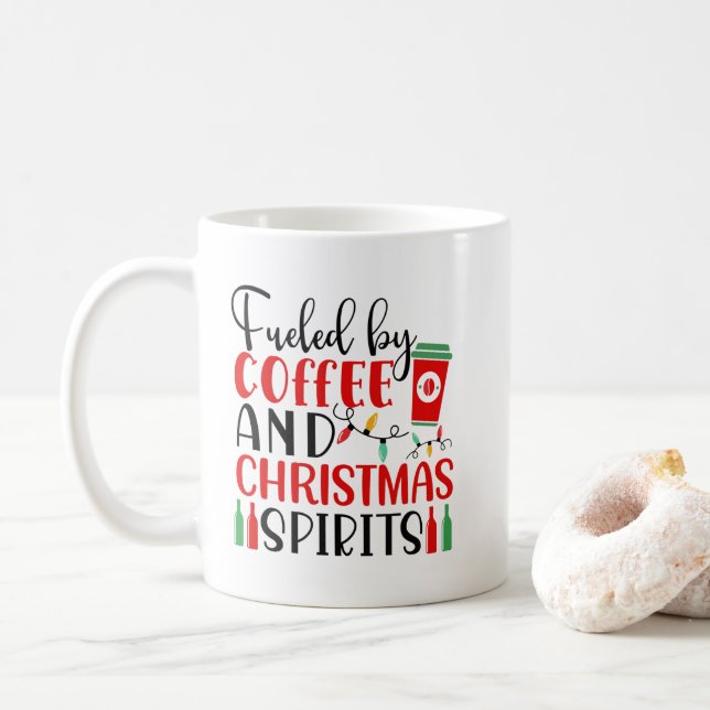 Mug Alimenté par le café et les spiritueux de Noël (Avec donut)
