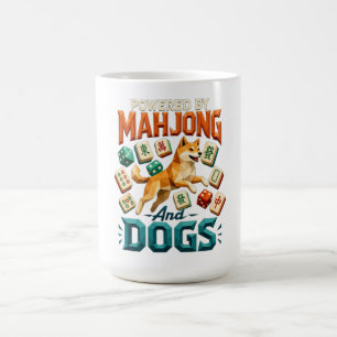 Mug Alimenté par Mahjong et Chiens Shiba Inu Géométriq